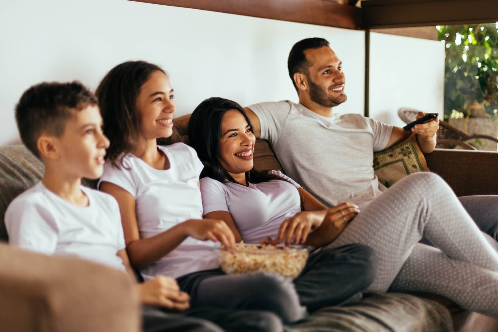 family watching tv